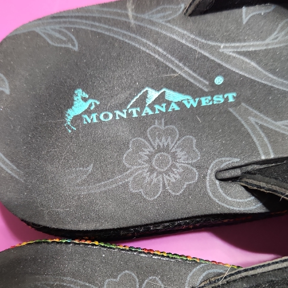 Montana West Black and Multicolor Embroidered Sandals - Picture 2 of 11